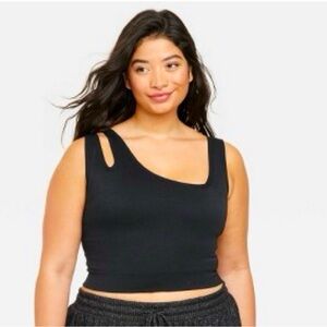 Colsie Asymmetrical Cut Out Crop Top Brami - Black